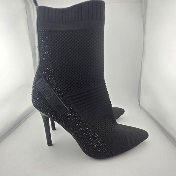 bebe Joselyn Knit Bootie Heels – Black Rhinestone Stiletto,Womens' size 7 - Picture 5 of 11